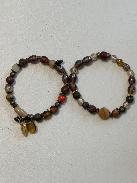 Natural Stones Beaded Bracelet Set | Nature - Inspired Elegance Handmade Jewelry - Distinct Designs