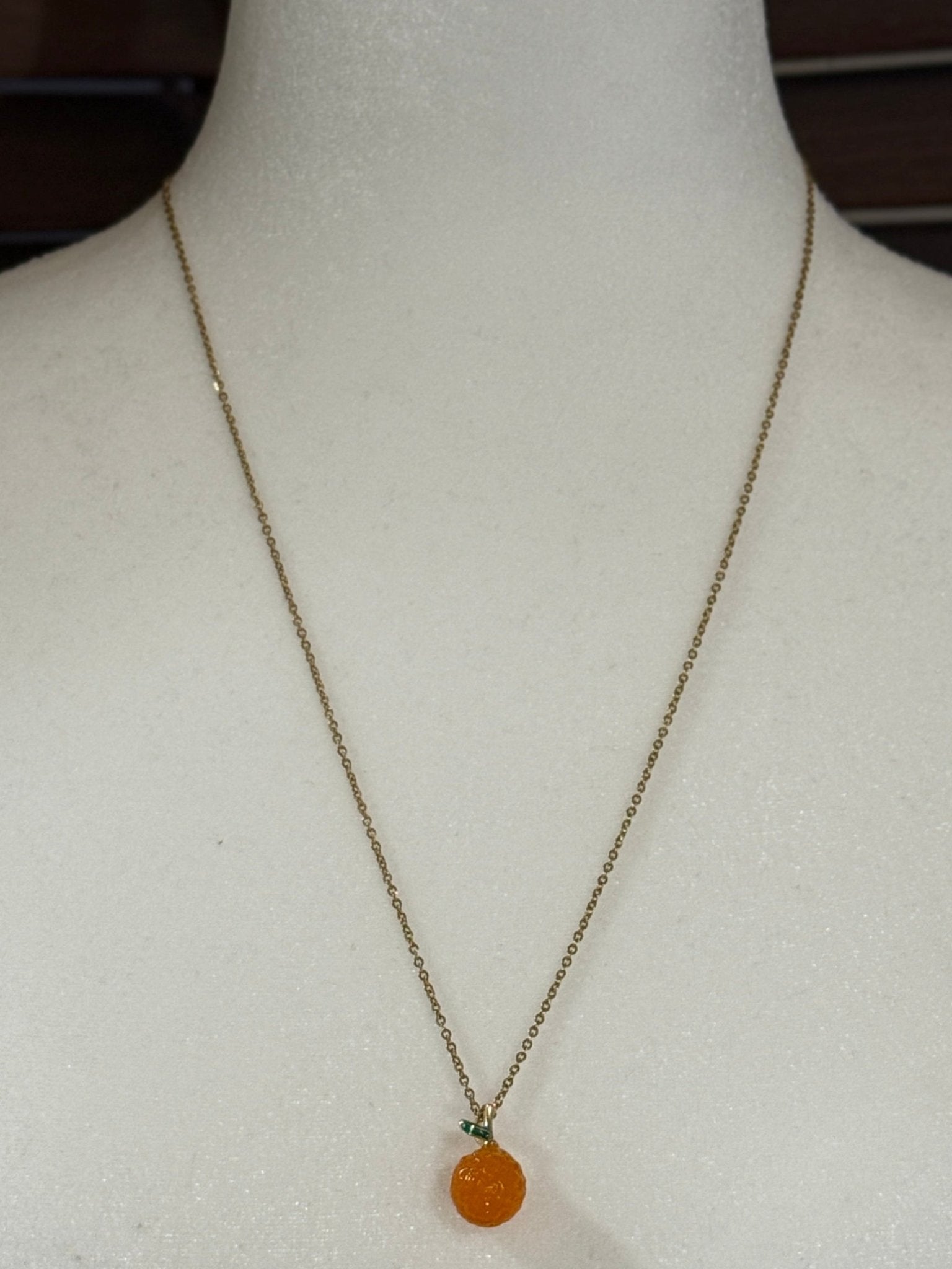 Orange Lampwork Pendant Necklace | Whimsical Minimalist Hypoallernenic Handmande Jewelry - Distinct Designs