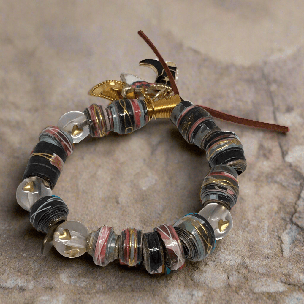 Out West | Eclectic Western Charm Mixed Media Stretch Bracelet - Distinct Designs