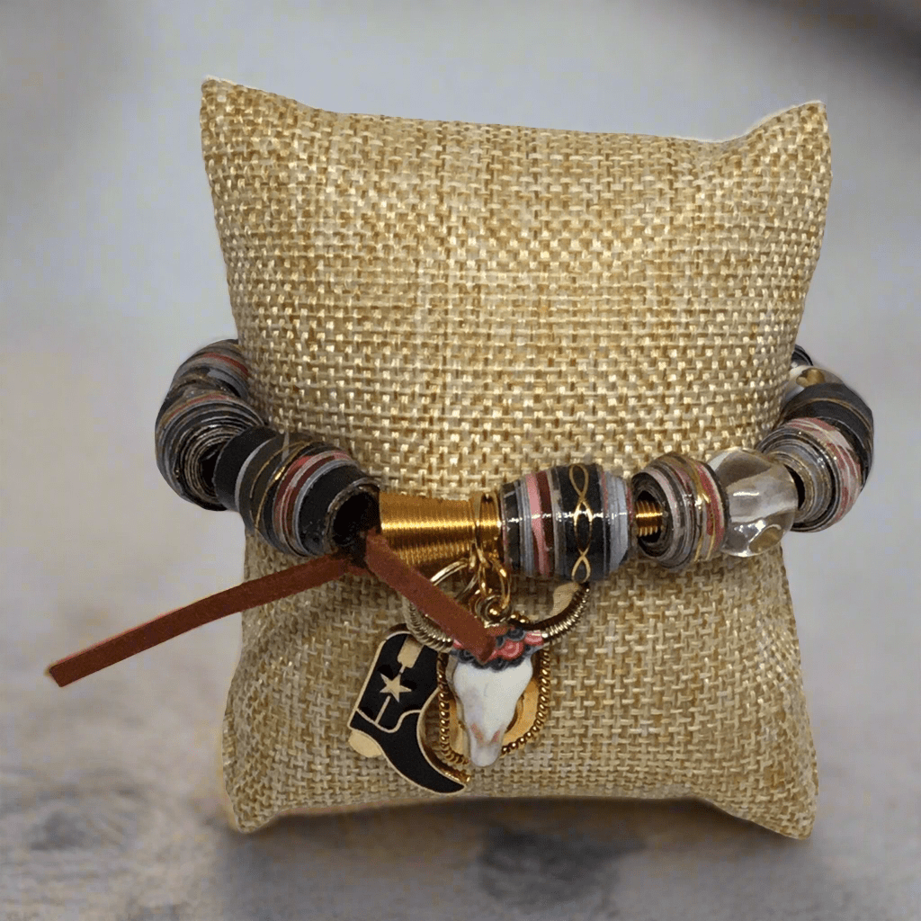 Out West | Eclectic Western Charm Mixed Media Stretch Bracelet - Distinct Designs