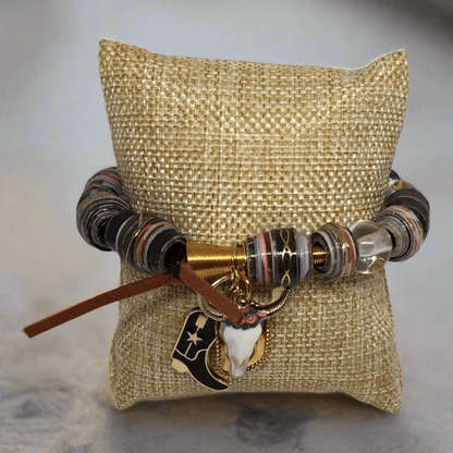 Out West | Eclectic Western Charm Mixed Media Stretch Bracelet - Distinct Designs
