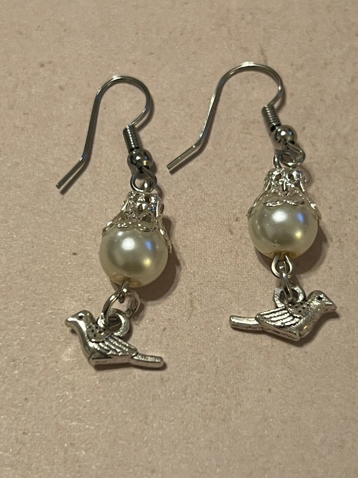 Pearl Birdie - Glass Pearl with Bird Dangle - Distinct Designs