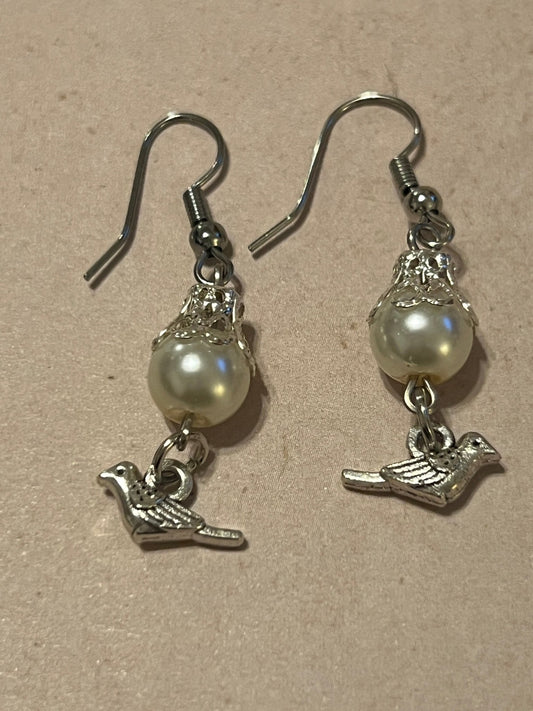 Pearl Birdie - Glass Pearl with Bird Dangle - Distinct Designs