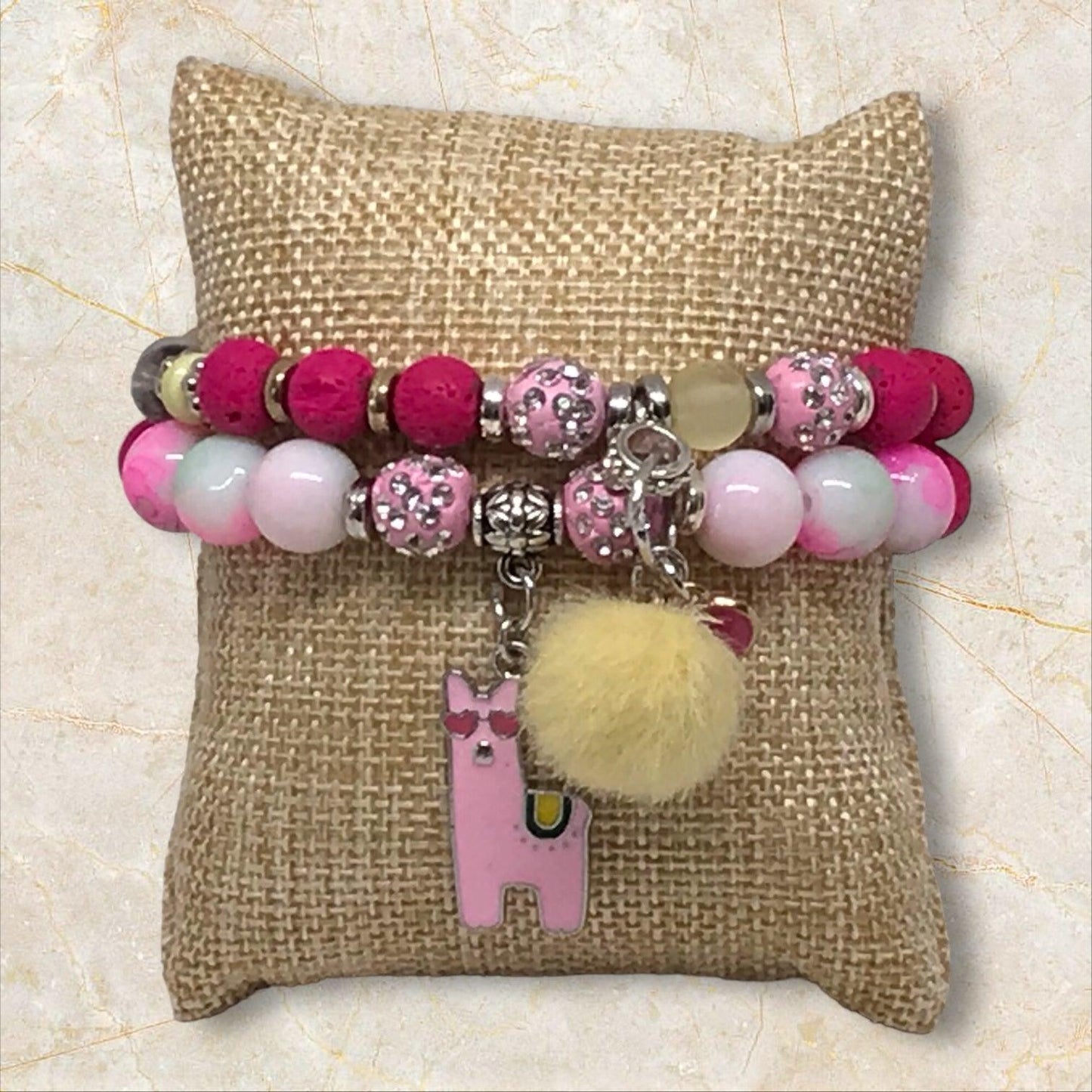 Pink & Yellow Beaded Bracelet Set | Throwback Handmade Jewlery - Distinct Designs