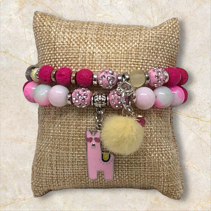 Pink & Yellow Beaded Bracelet Set | Throwback Handmade Jewlery - Distinct Designs