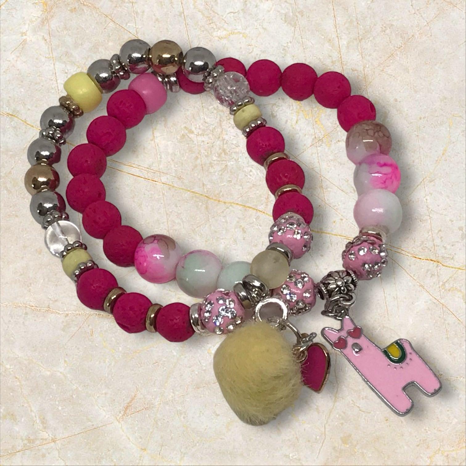 Pink & Yellow Beaded Bracelet Set | Throwback Handmade Jewlery - Distinct Designs