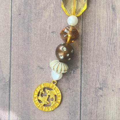 Pisces Beaded Bag Charm | Boho Chic Keychain Accessory - Distinct Designs