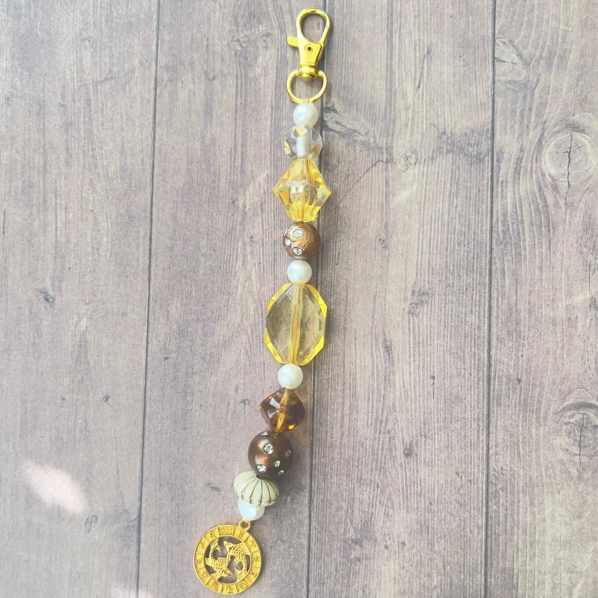 Pisces Beaded Bag Charm | Boho Chic Keychain Accessory - Distinct Designs