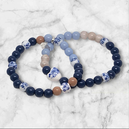 Porcelain & Acylic Beaded Bracelet | Classic Elegance Handmade Jewelry - Distinct Designs