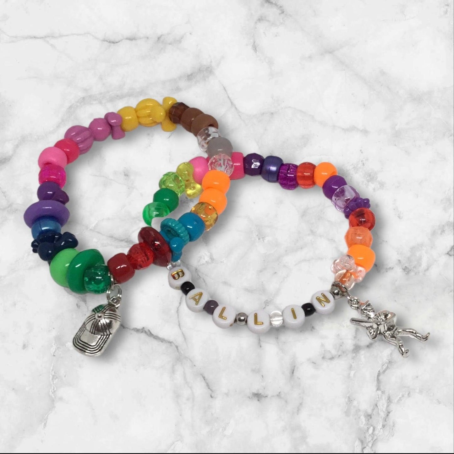 Ballin! Softball Bracelet Set | Sporty Pony Bead Friendship Set - Distinct Designs