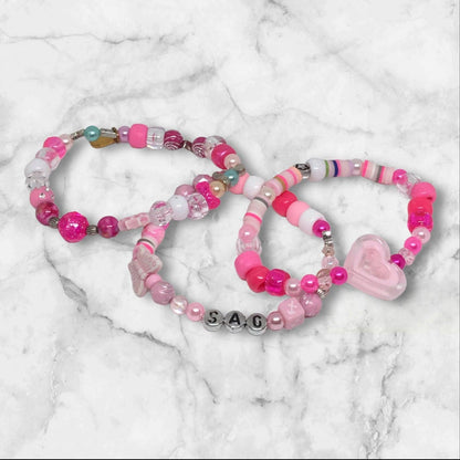 Butterfly Sag | Hot Pink Beaded Sagittarius Friendship Bracelet Set - Distinct Designs
