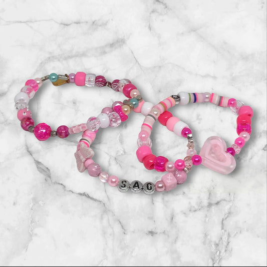 Butterfly Sag | Hot Pink Beaded Sagittarius Friendship Bracelet Set