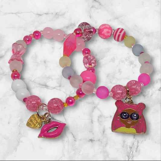 Signature Pink | Whimsical Sparkle Bracelet Set - Distinct Designs