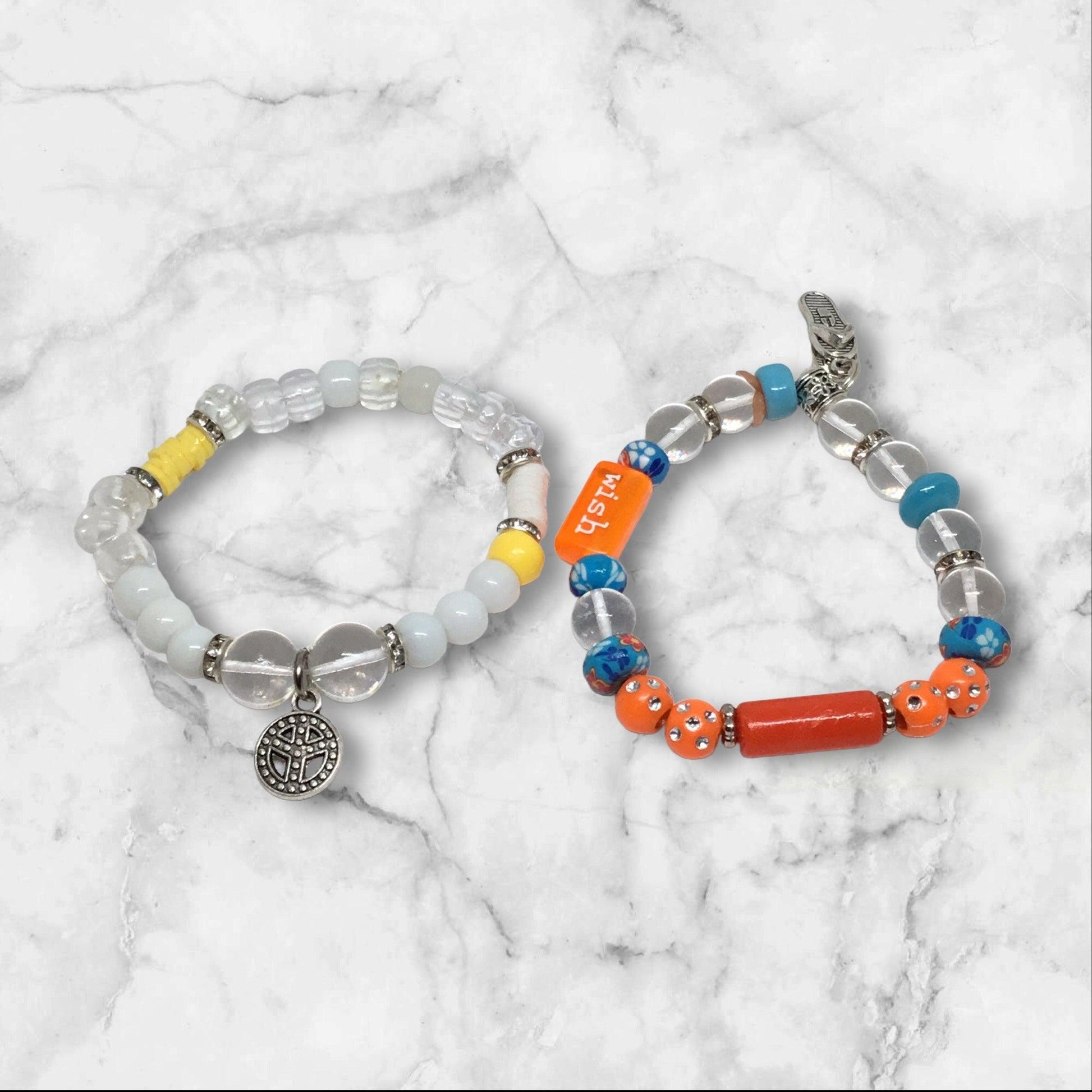 Sporty Beaded Charm Bracelet Set | Sporty Chic Handmade Jewelry - Distinct Designs