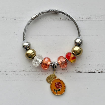Stainless Steel Beaded Bangle | Classic Elegance Handmade Jewelry - Distinct Designs