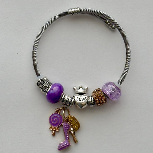 Stainless Steel Beaded Bangle | Classic Elegance Handmade Jewelry - Distinct Designs