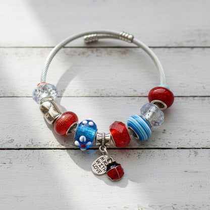 Stainless Steel Beaded Bangle | Nature - Inspired Elegance Handmade Jewelry - Distinct Designs