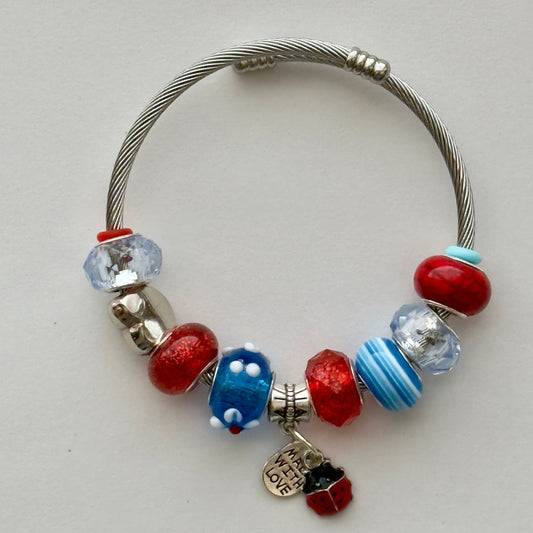 Stainless Steel Beaded Bangle | Nature - Inspired Elegance Handmade Jewelry - Distinct Designs