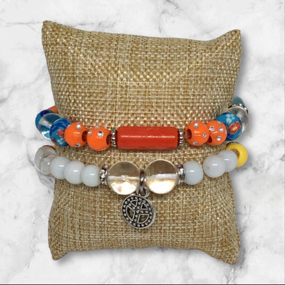 Sport Wish | Glass Stretch Sporty Beachy Bracelet Set - Distinct Designs