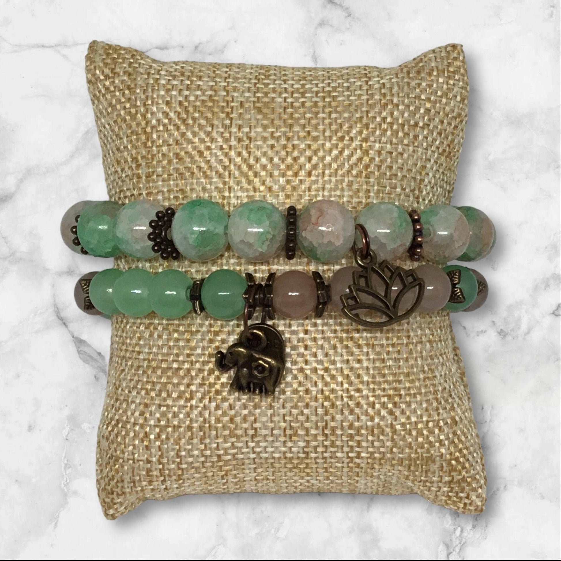 Lotus Leaf | Glass Bead Earthy Bracelet Set - Distinct Designs