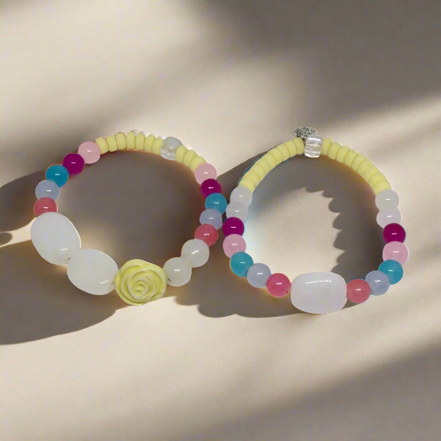 Wild Flowers | Boho Chic Glass Stretch Bracelet Set - Distinct Designs