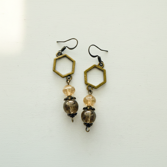 Vintage Inspired Glass Beads Dangle Earrings | Boho Charm & Nature - Inspired Elegance - Distinct Designs