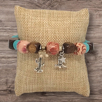 Wood Beads Stretch Bracelet | Western Chic Handmade Jewelry - Distinct Designs